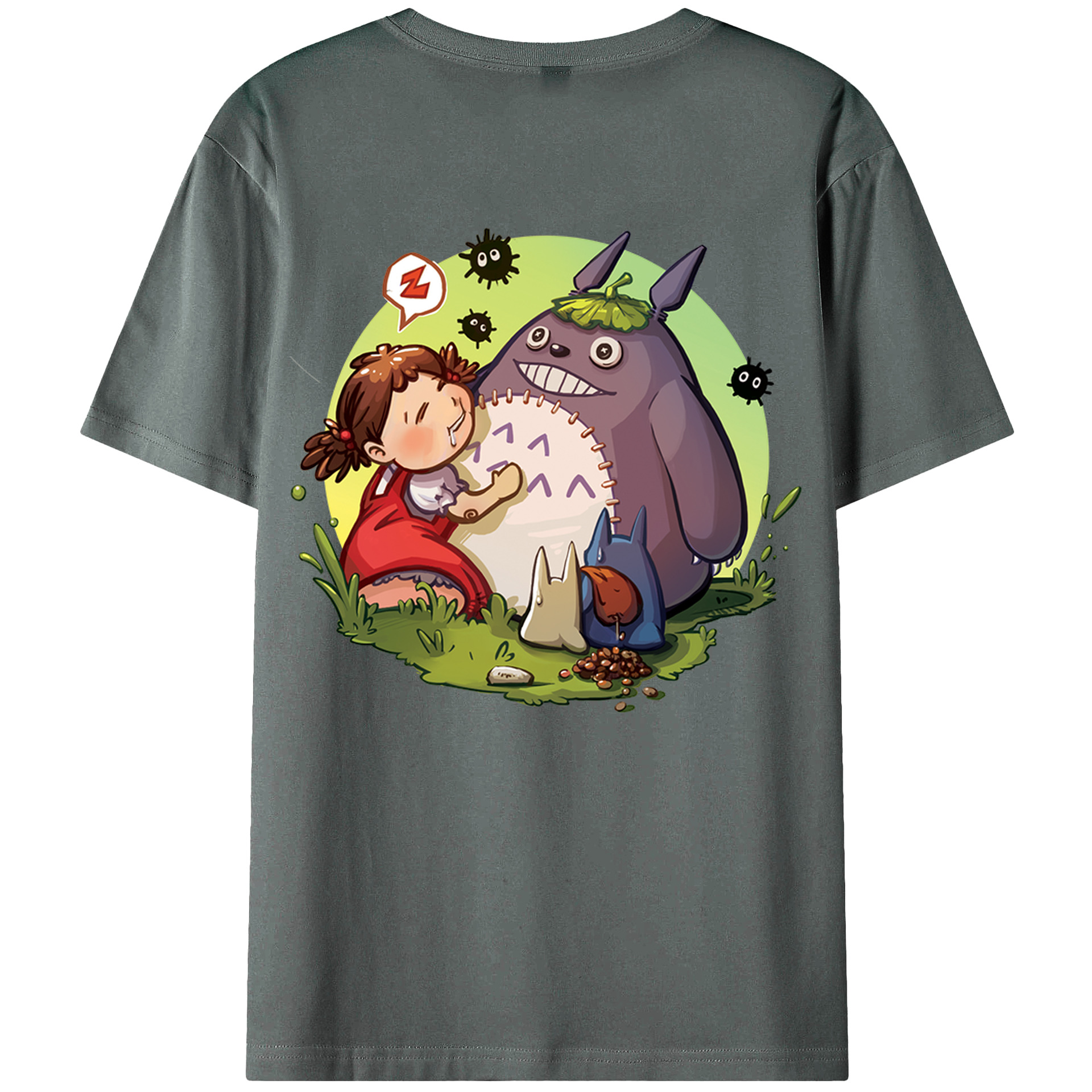 （画像用） となりのトトロ 草壁メイ 草壁サツキ My Neighbor Totoro Satsuki Kusakabe Mei Kusakabe 綿100％ メンズ半袖Tシャツ（バックプリント） 通気性